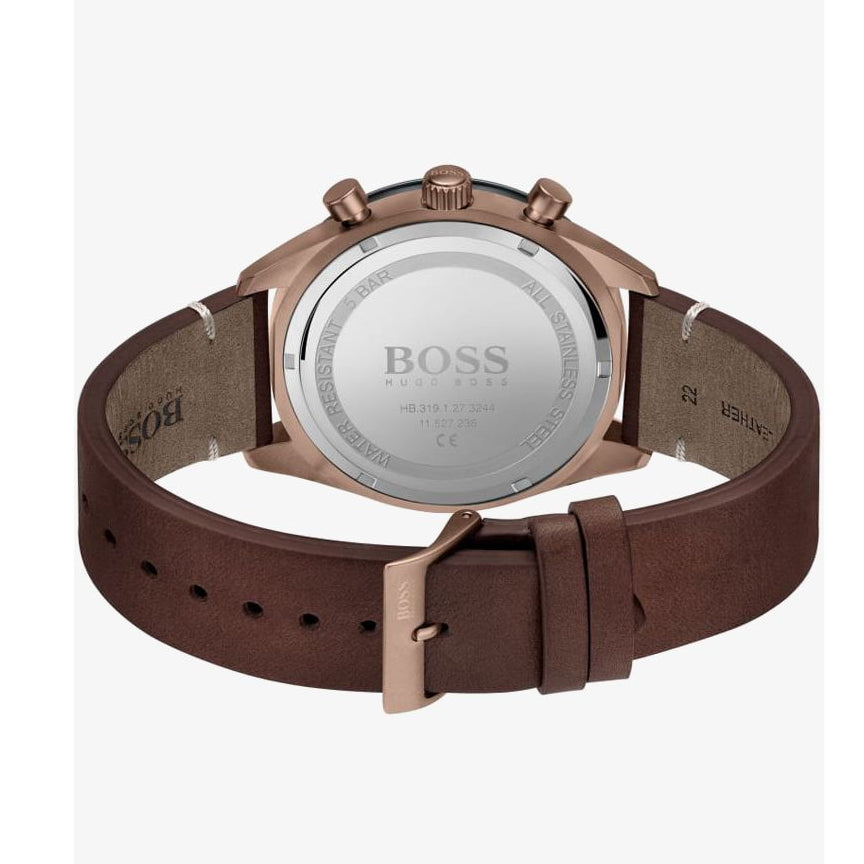  Shop Authentic Hugo Boss Santiago Grey Dial Brown Leather Strap Watch for Men - 1513861 - Luxxuri