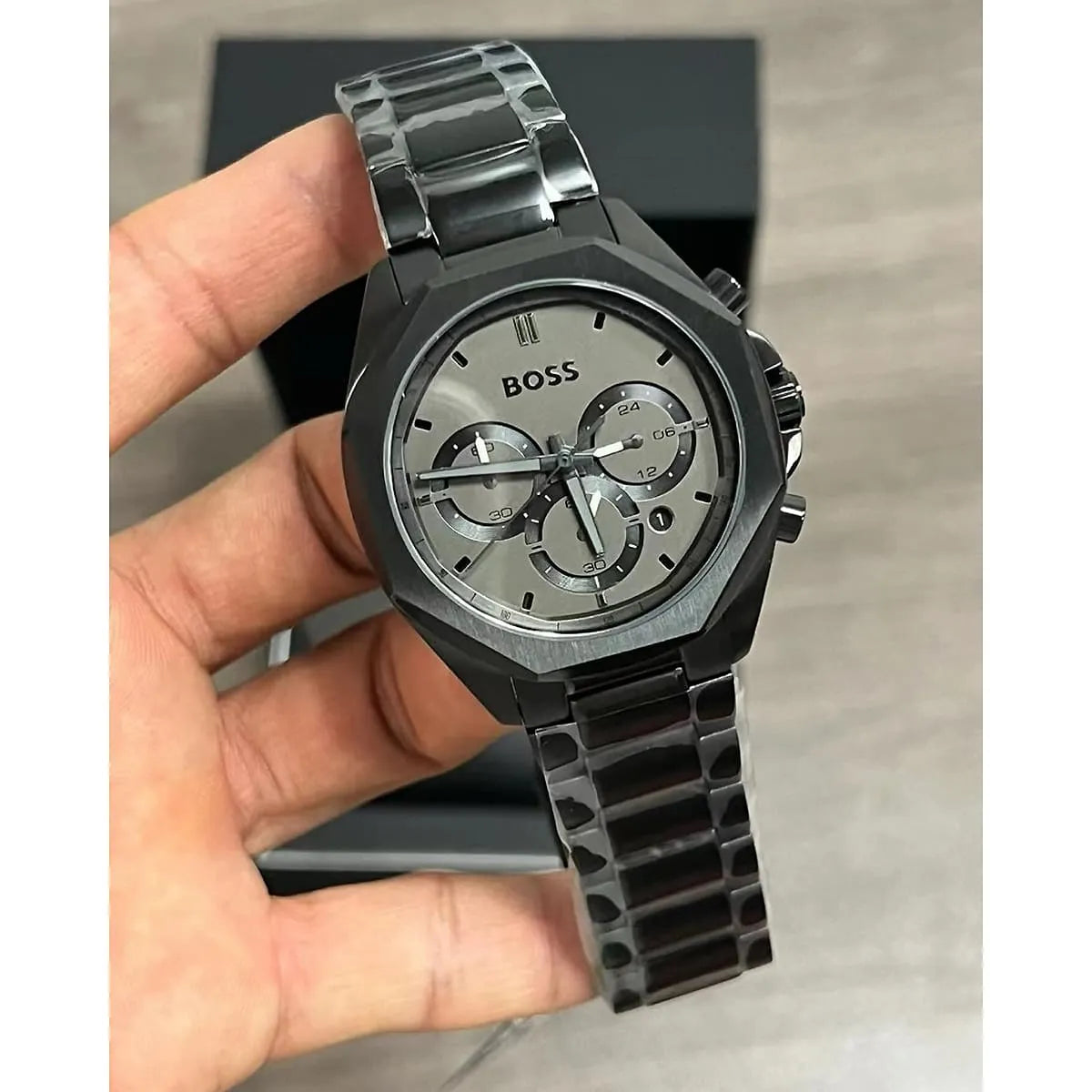  Shop Authentic Hugo Boss Cloud Chronograph Black Dial Black Steel Strap Watch For Men - 1514016 - Luxxuri