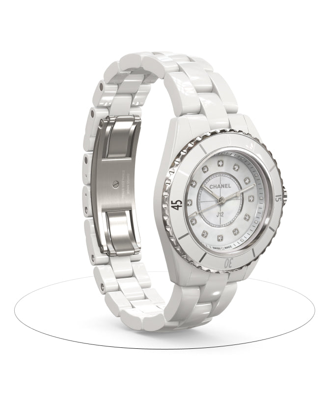  Shop Authentic Chanel J12 Quartz Diamonds White Dial White Steel Strap Watch for Women - J12 H5703 - Luxxuri