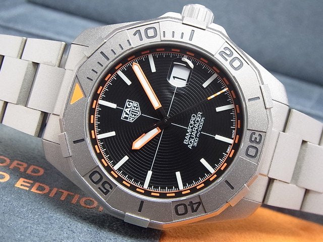 Tag Heuer Aquaracer Calibre 5 Bamford Limited Edition Black Dial Grey Steel Strap Watch for Men - WAY208C.FC6383