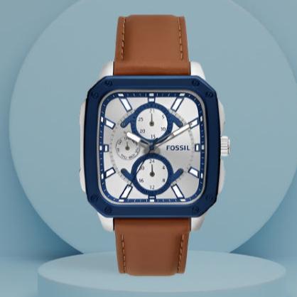  Shop Authentic Fossil Inscription Multifunction Silver Dial Brown Leather Strap Watch for Men - BQ2658 - Luxxuri