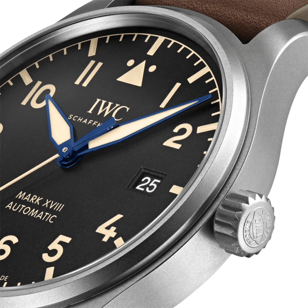  Shop Authentic IWC Pilot's Watch Mark XVIII 40mm Black Dial Brown Leather Strap Watch for Men - IW327006 - Luxxuri