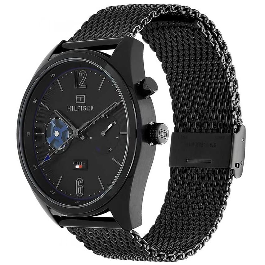  Shop Authentic Tommy Hilfiger Deacon Multifunction Black Dial Black Mesh Bracelet Watch for Men - 1791546 - Luxxuri