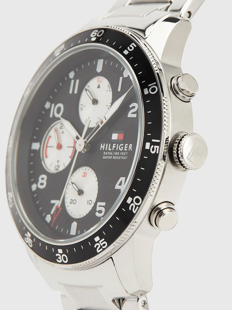  Shop Authentic Tommy Hilfiger Jimmy Multifunction Black Dial Silver Steel Strap Watch For Men  - 1791950 - Luxxuri