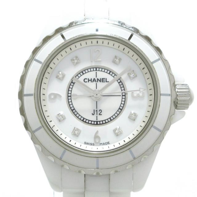  Shop Authentic Chanel J12 Diamonds Quartz Mother of Pearl White Dial White Steel Strap Watch for Women - J12 H2570 - Luxxuri