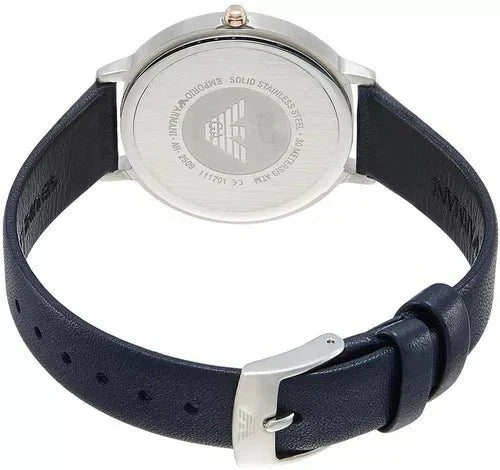  Shop Authentic Emporio Armani Kappa White Mother of Pearl Dial Black Leather Strap Watch For Women - AR2509 - Luxxuri