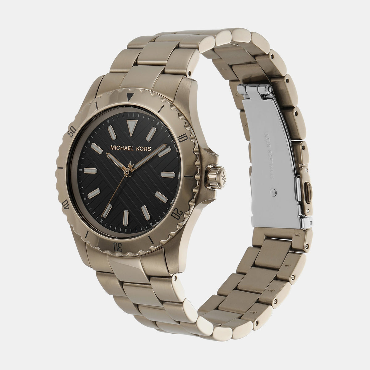  Shop Authentic Michael Kors Everest Three Hand Quartz Black Dial Gold Steel Strap Watch For Men - MK9140 - Luxxuri