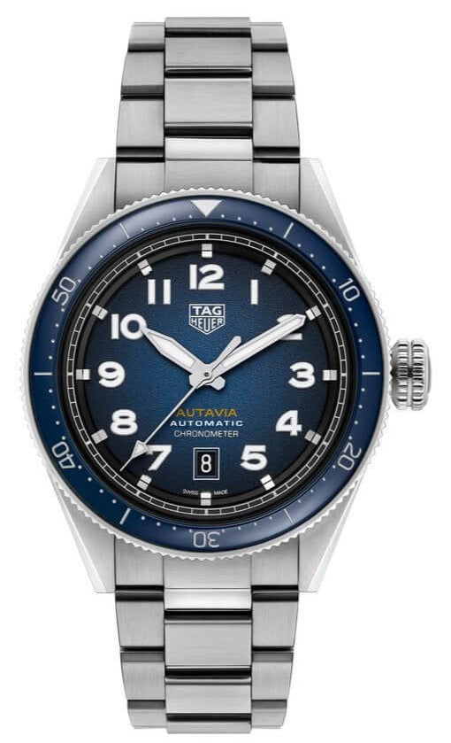 Tag Heuer Autavia Automatic Blue Dial Silver Steel Strap Watch for Men - WBE5116.EB0173