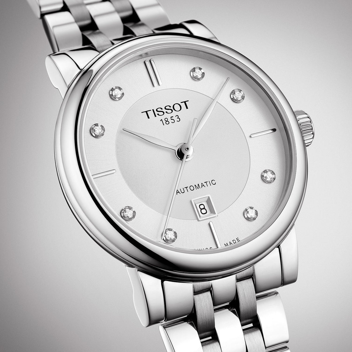  Shop Authentic Tissot T Classic Carson Premium White Diamonds Dial Silver Steel Strap Watch for Women - T1222071103600 - Luxxuri