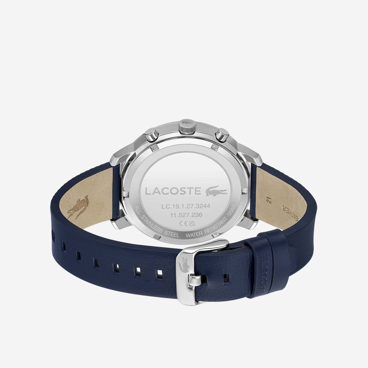 Lacoste Replay Chronograph Blue Dial Blue Leather Strap Watch for Men - 2011176