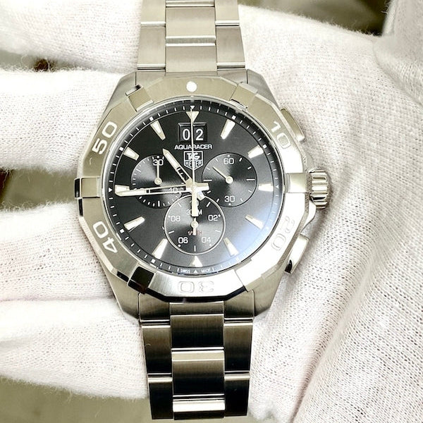  Shop Authentic Tag Heuer Aquaracer Chronograph Black Dial Silver Steel Strap Watch for Men - CAY1110.BA0927 - Luxxuri