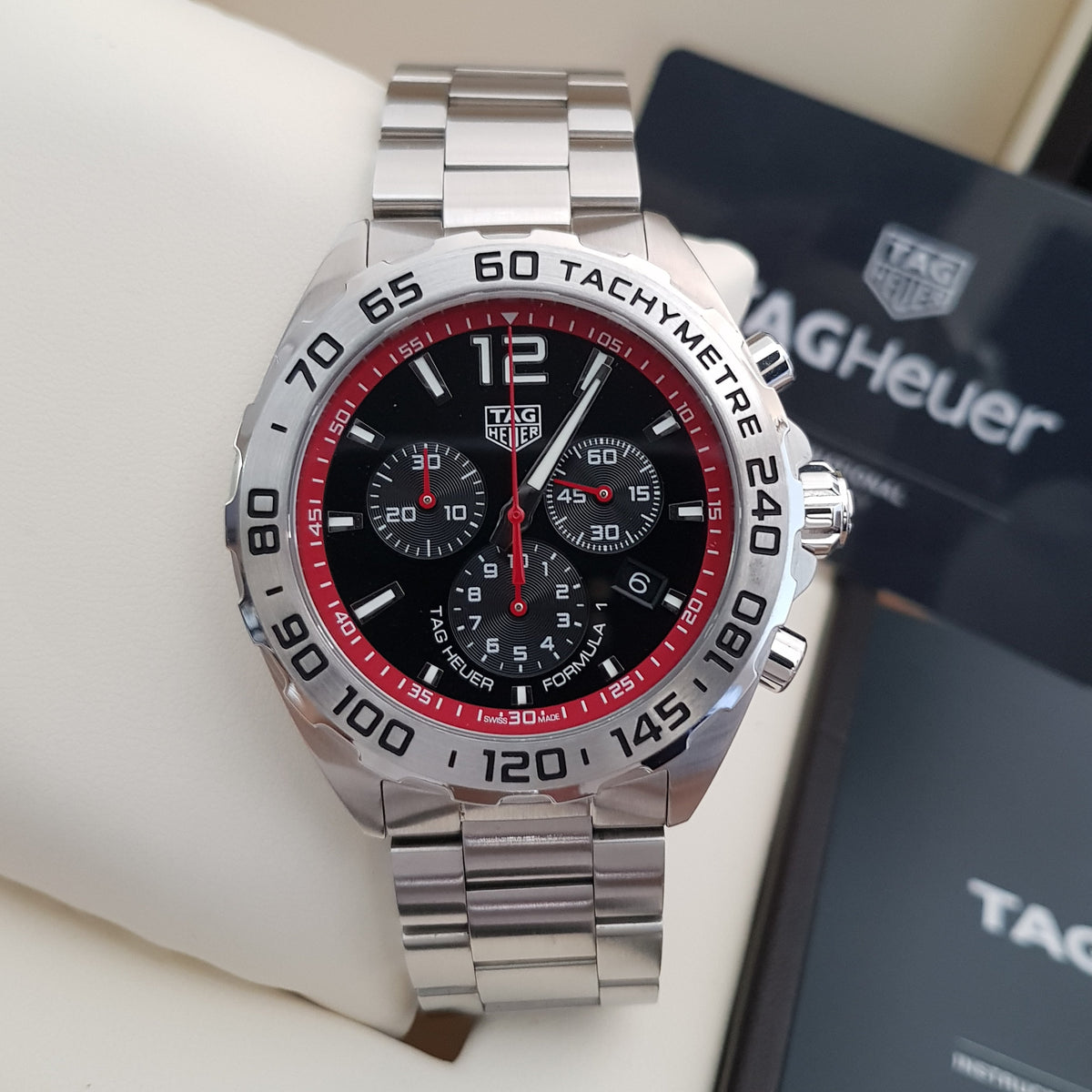  Shop Authentic Tag Heuer Formula 1 Chronograph Black Dial Silver Steel Strap Watch for Men - CAZ101Y.BA0842 - Luxxuri