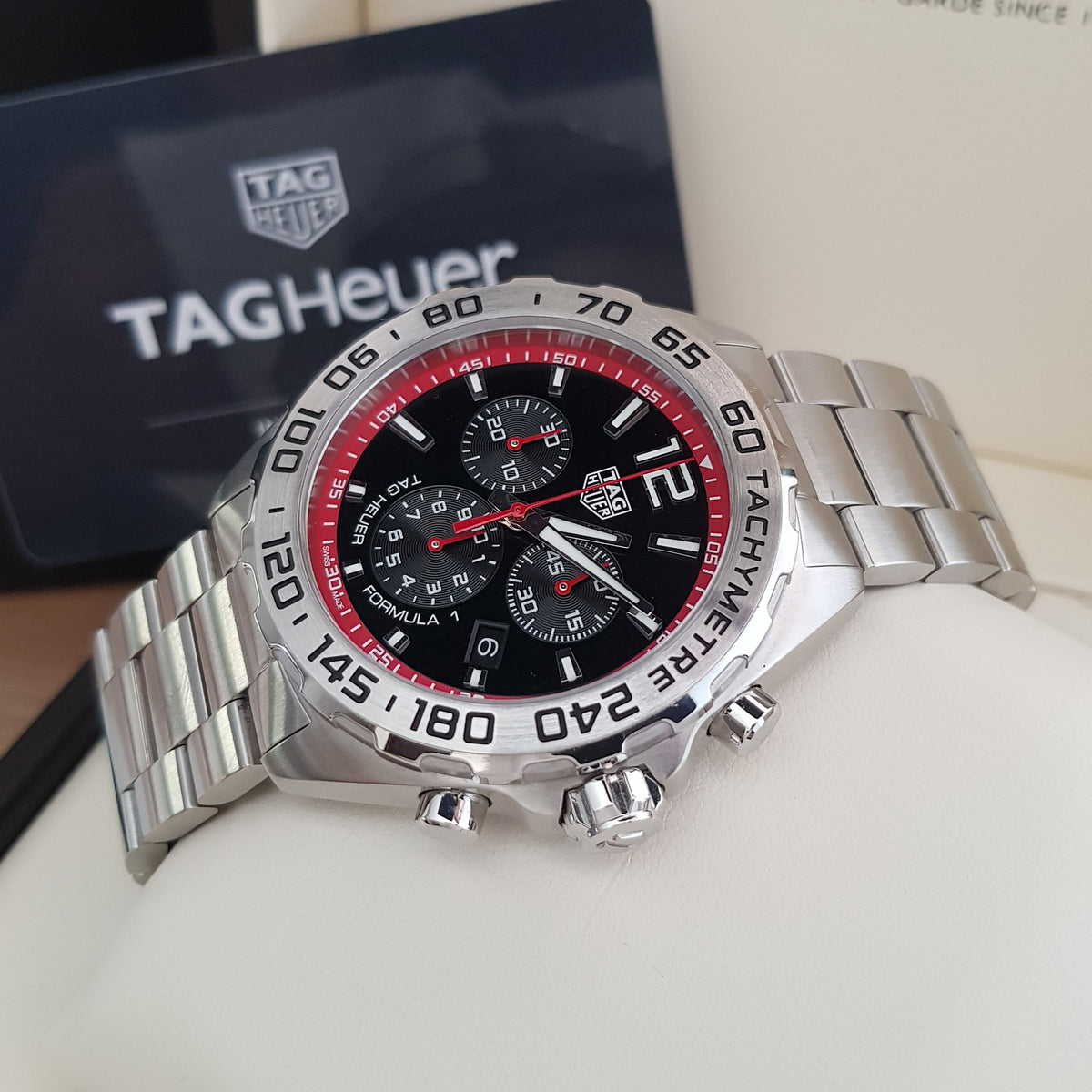  Shop Authentic Tag Heuer Formula 1 Chronograph Black Dial Silver Steel Strap Watch for Men - CAZ101Y.BA0842 - Luxxuri