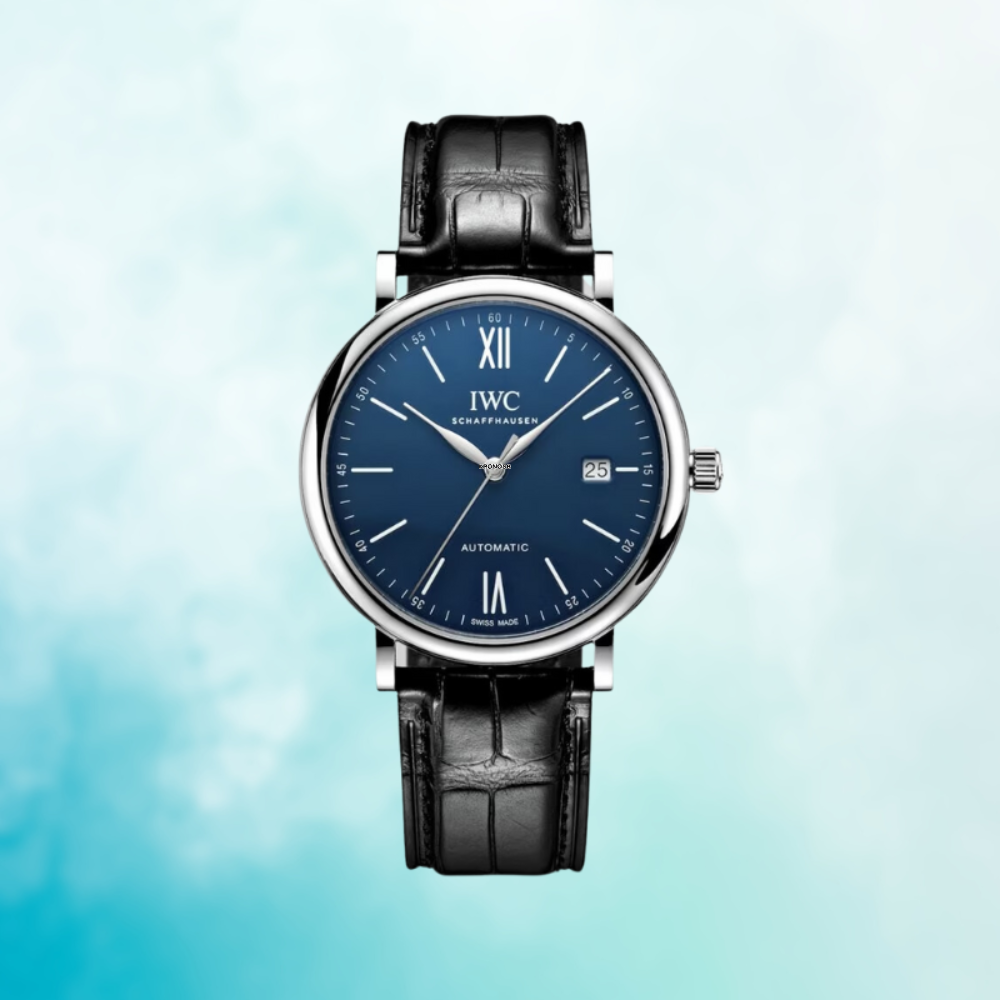  Shop Authentic IWC Portofino '150 Years Edition' Automatic Blue Dial Black Leather Strap Watch for Men - IW356518 - Luxxuri