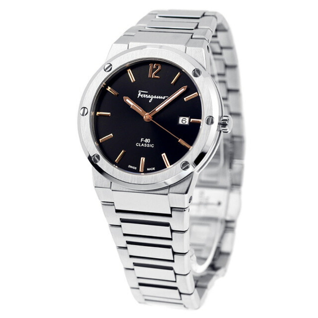  Shop Authentic Salvatore Ferragamo F-80 Classic Black Dial Silver Steel Strap Watch for Men - SFDT02423 - Luxxuri