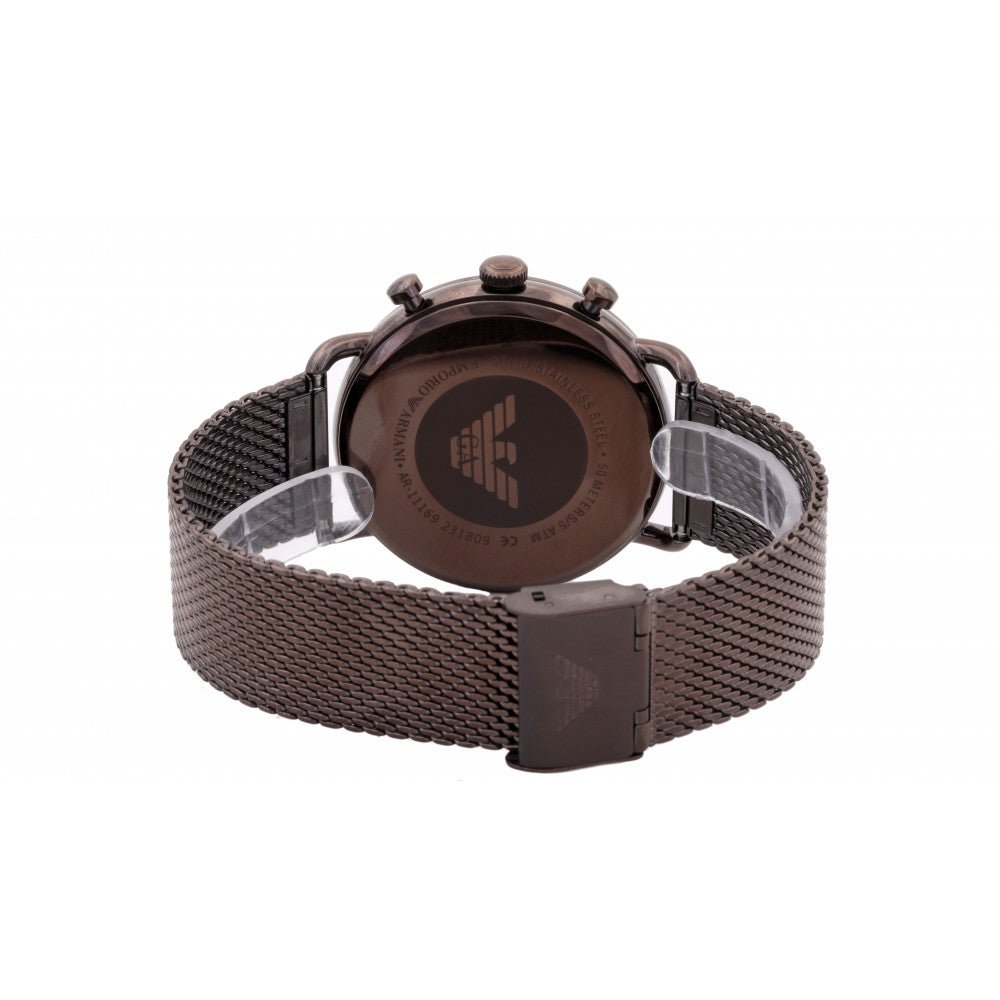  Shop Authentic Emporio Armani Aviator Chronograph Grey Dial Brown Mesh Bracelet Watch For Men - AR11169 - Luxxuri