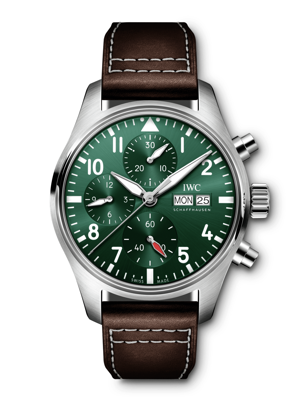  Shop Authentic IWC Pilot's Watch Chronograph Edition Racing Green 43mm Green Dial Brown Leather Strap Watch for Men - IW377726 - Luxxuri