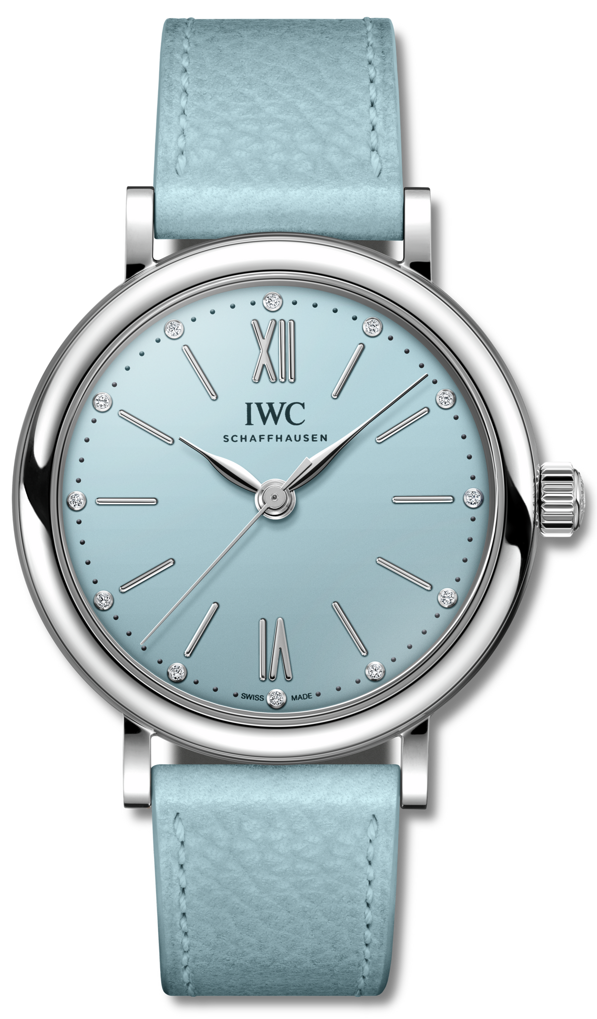  Shop Authentic IWC Portofino Automatic Blue Dial Blue Leather Strap Watch for Women - IW357416 - Luxxuri