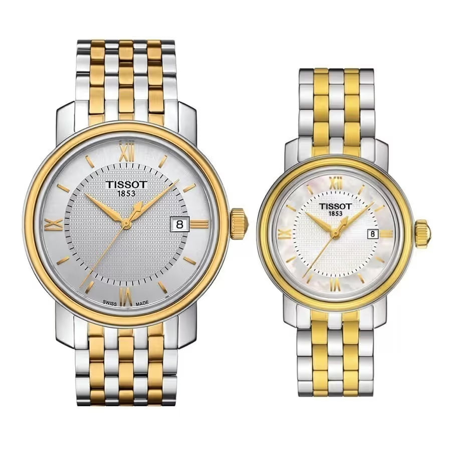  Shop Authentic Tissot T Classic Bridgeport Quartz Silver Dial Two Tone Mesh Bracelet Watch For Men - T097.410.22.036.00 - Luxxuri