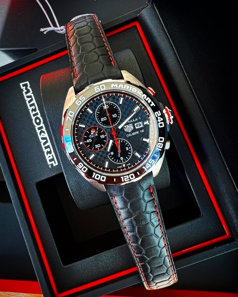  Shop Authentic Tag Heuer Formula 1 Mario Kart Chronograph Black Dial Black Leather Strap Watch for Men - CAZ201E.FC6517 - Luxxuri