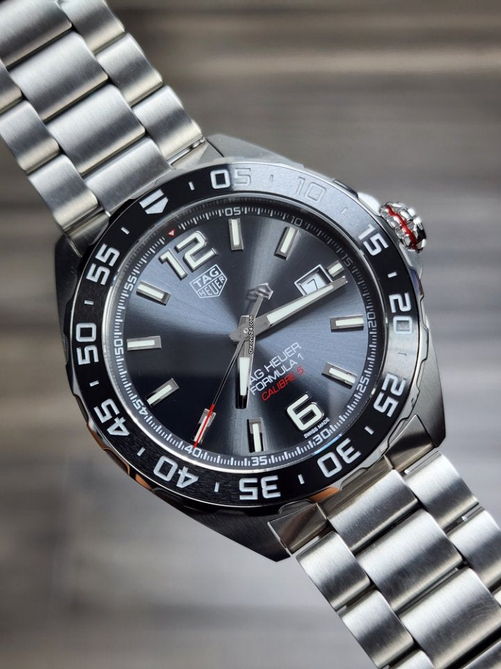  Shop Authentic Tag Heuer Formula 1 Calibre 5 Chronograph Anthracite Dial Silver Steel Strap Watch for Men - WAZ2011.BA0842 - Luxxuri
