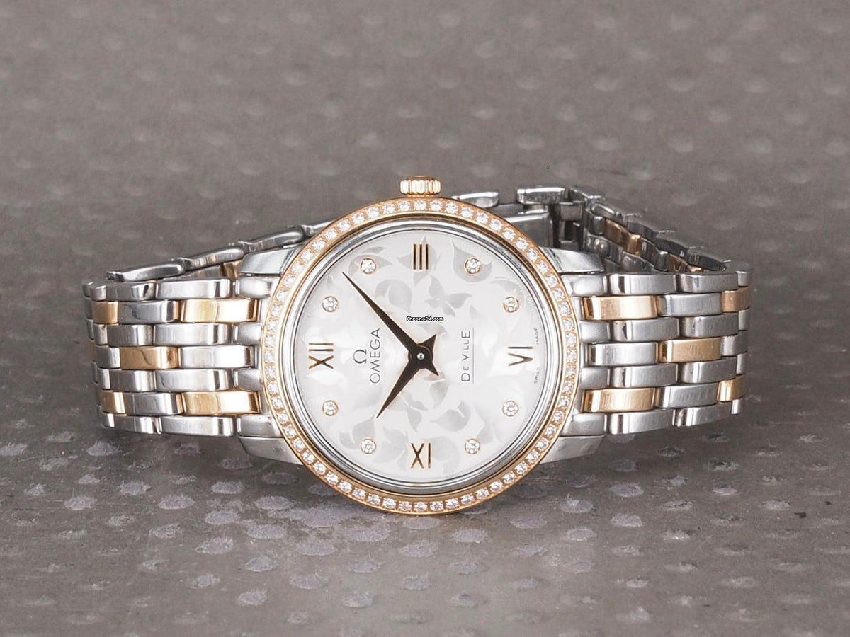 Omega De Ville Prestige Quartz Diamonds Silver Dial Two Tone Steel Strap Watch for Women - 424.25.27.60.52.001