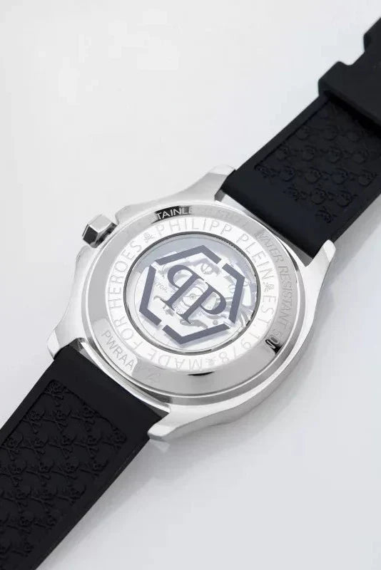 Philipp Plein High-Conic Automatic Silver Dial Black Silicone Strap Watch For Men- PWRAA0123