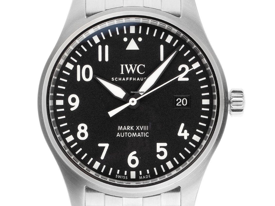  Shop Authentic IWC Pilot’s Watch Mark XVIII Black Dial Silver Steel Strap Watch for Men - IW327015 - Luxxuri