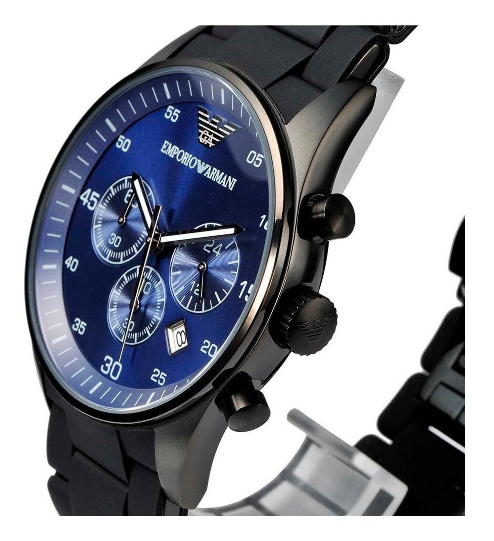  Shop Authentic Emporio Armani Sportivo Chronograph Blue Dial Black Strap Watch For Men - AR5921 - Luxxuri
