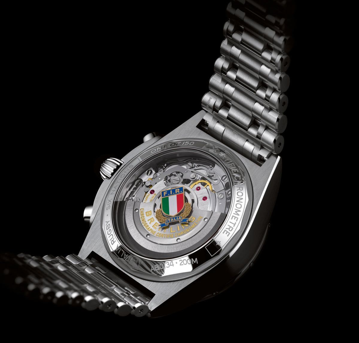 Breitling Chronomat B01 42 Six Nations Italy Blue Dial Silver Steel Strap Watch for Men - AB0134A41C1A1