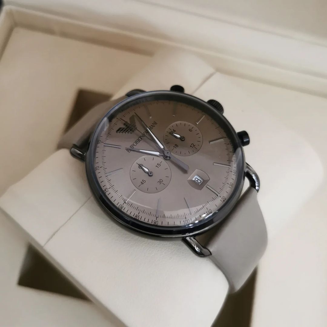 Shop Authentic Emporio Armani Aviator Chronograph Quartz Grey Dial Beige Leather Strap Watch For Men - AR11107 - Luxxuri