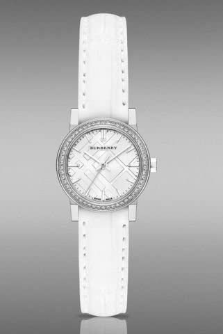  Shop Authentic Burberry The City Diamonds Silver Dial White Leather Strap Watch for Women - BU9221 - Luxxuri