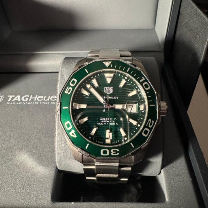  Shop Authentic Tag Heuer Aquaracer Green Dial Watch for Men - WAY201S.BA0927 - Luxxuri
