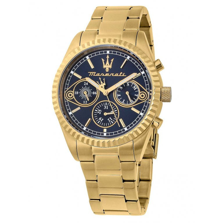  Shop Authentic Maserati Competizione Chronograph Blue Dial Gold Steel Strap Watch For Men - R8853100026 - Luxxuri