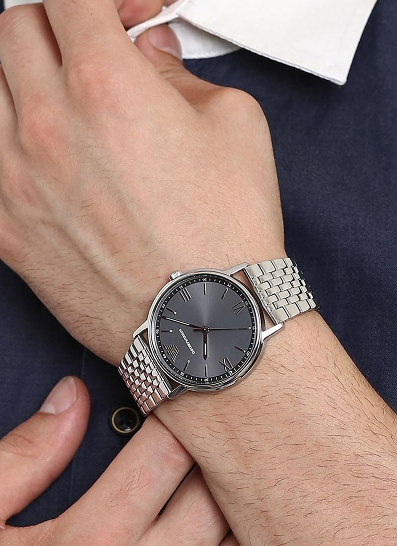  Shop Authentic Emporio Armani Kappa Quartz Grey Dial Silver Mesh Bracelet Watch For Men - AR11068 - Luxxuri