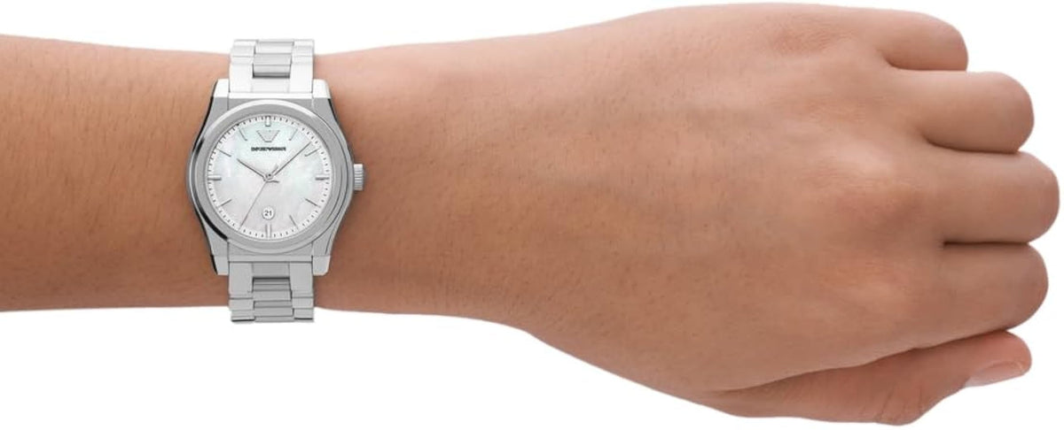 Emporio Armani Federica Mother of Pearl Dial Silver Steel Strap Watch For Women - AR11557