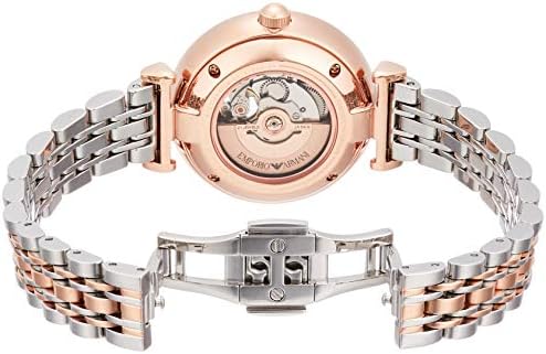 Emporio Armani Meccannico Gianni T-Bar Analog White Dial Two Tone Steel Strap Watch For Women - AR60019