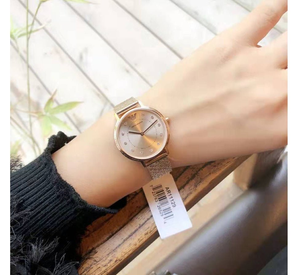  Shop Authentic Emporio Armani Kappa Pink Dial Pink Mesh Bracelet Watch For Women - AR11129 - Luxxuri
