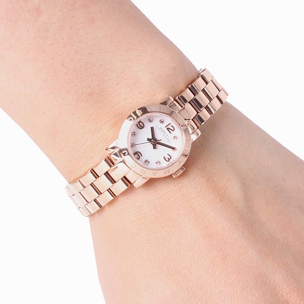 Marc Jacobs Amy White Dial Rose Gold Steel Strap Watch for Women - MBM3227