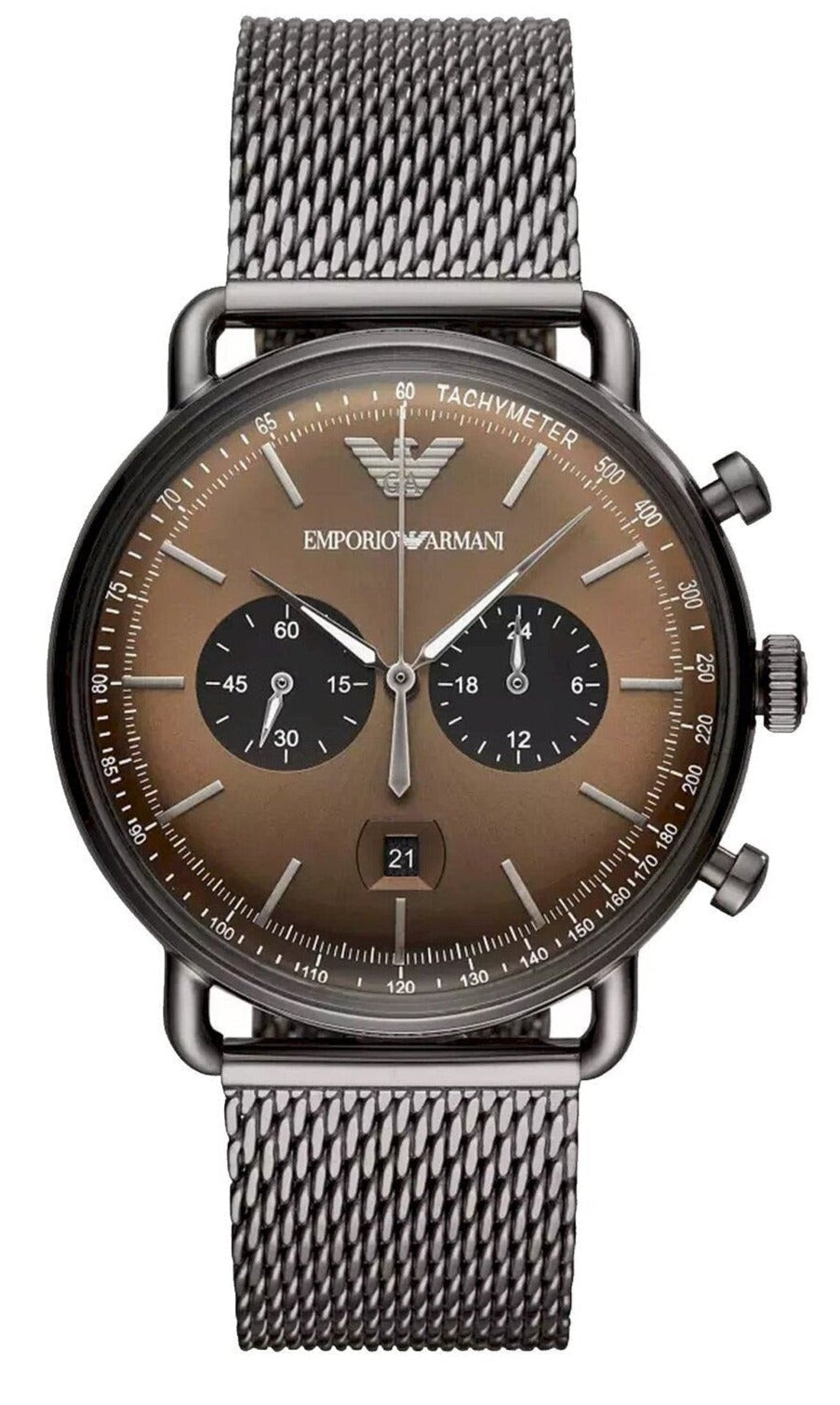  Shop Authentic Emporio Armani Aviator Brown Dial Grey Mesh Bracelet Watch For Men - AR11141 - Luxxuri