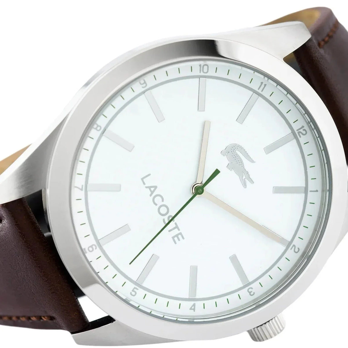 Lacoste Edmonton White Dial Brown Leather Strap Watch for Men - 2010893