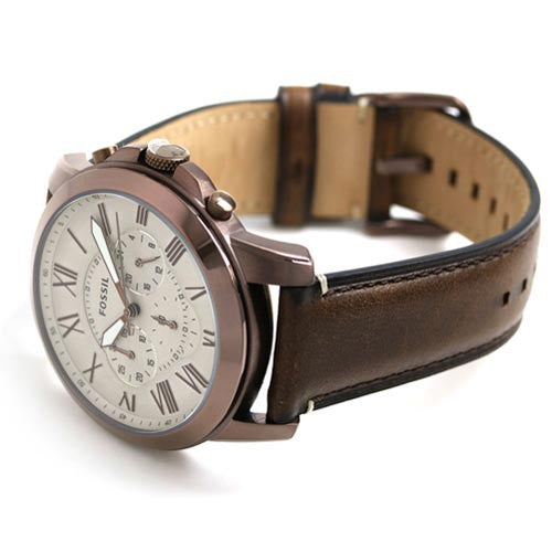  Shop Authentic Fossil Grant Chronograph White Dial Brown Leather Strap Watch for Men - FS5344 - Luxxuri