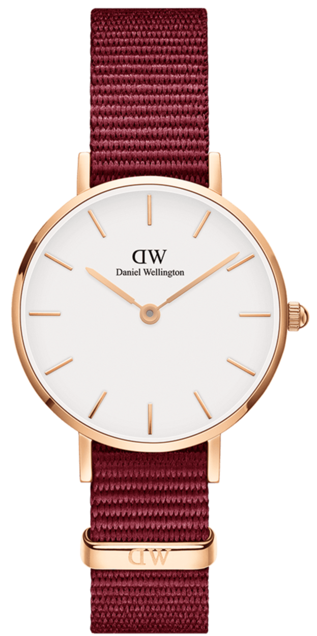 Daniel Wellington Roselyn 3A Petite White Dial Red NATO Strap Watch For Women - DW00100293