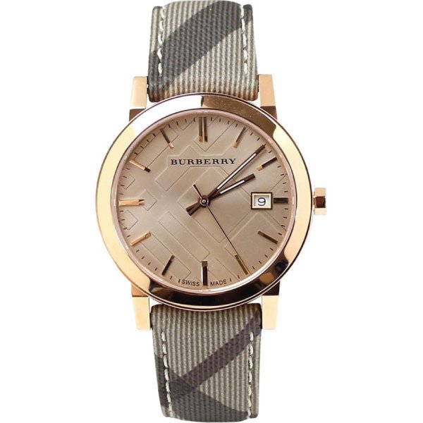  Shop Authentic Burberry The City Rose Gold Dial Brown Leather Strap Watch for Women - BU9040 - Luxxuri