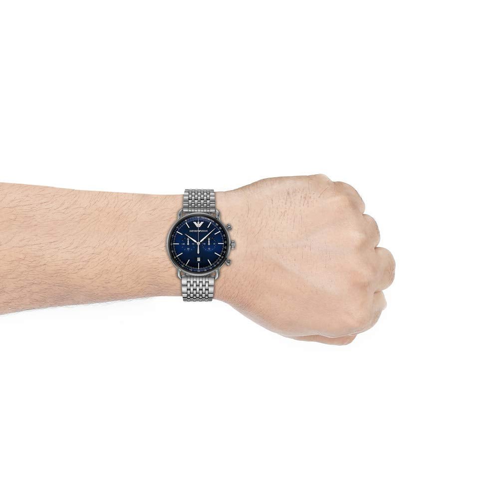  Shop Authentic Emporio Armani Aviator Chronograph Blue Dial Silver Steel Strap Watch For Men - AR11238 - Luxxuri