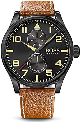  Shop Authentic Hugo Boss Aeroliner Maxx Chronograph Black Dial Brown Leather Strap Watch For Men - 1513082 - Luxxuri