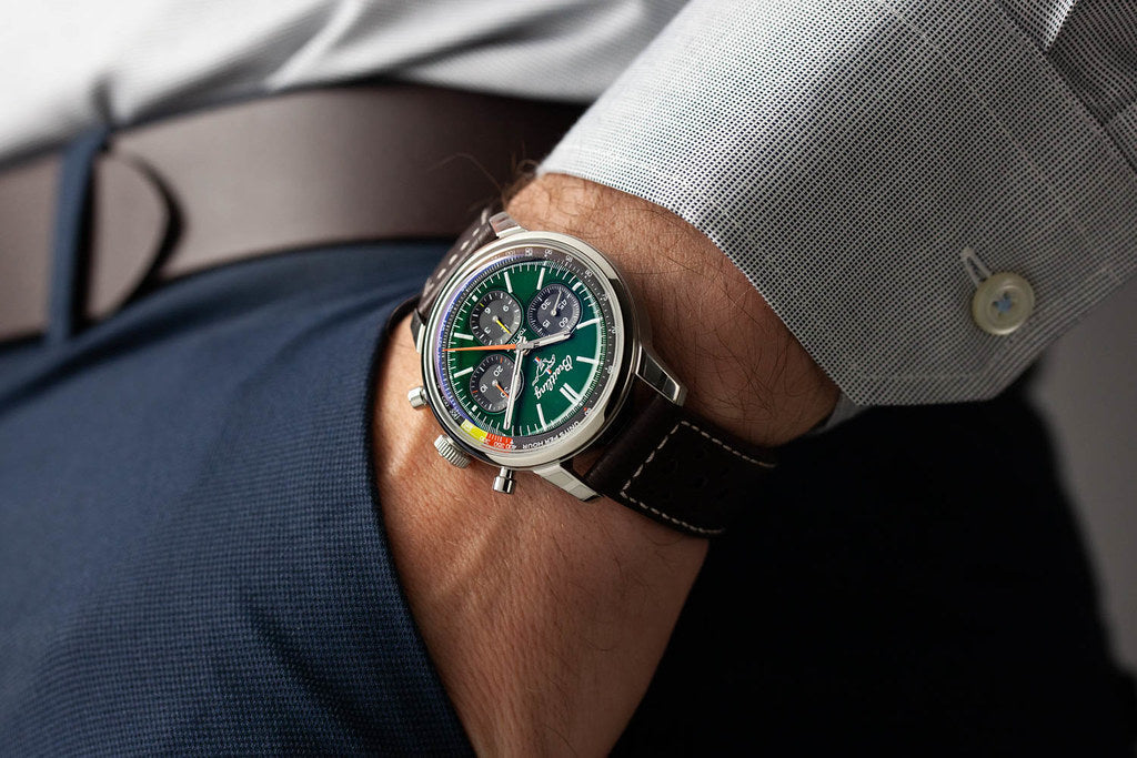 Breitling Top Time B01 Ford Mustang Green Dial Brown Leather Strap Watch for Men - AB01762A1L1X1