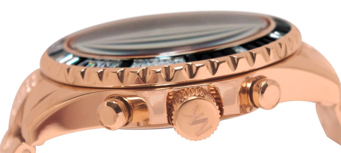 Michael Kors Everest Chronograph Black Dial Rose Gold Steel Strap Watch For Women - MK5875