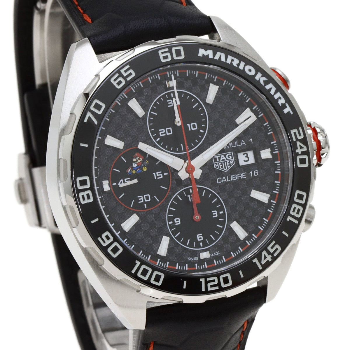  Shop Authentic Tag Heuer Formula 1 Mario Kart Chronograph Black Dial Black Leather Strap Watch for Men - CAZ201E.FC6517 - Luxxuri