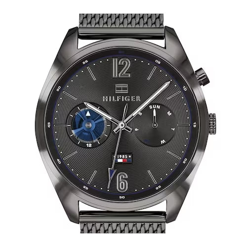  Shop Authentic Tommy Hilfiger Deacon Multifunction Black Dial Black Mesh Bracelet Watch for Men - 1791546 - Luxxuri